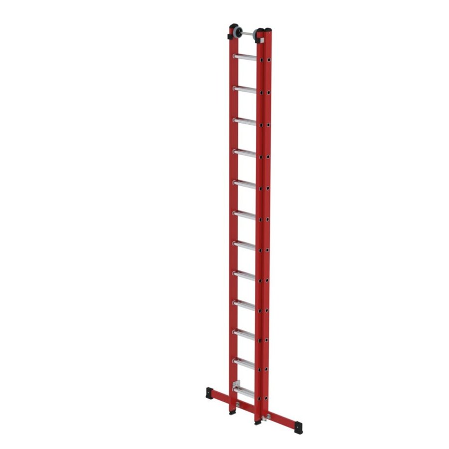 Günzburger Steigtechnik Sprossen-Schiebeleiter 2-teilig GFK/Alu mit Traverse 2x12 Sprossen