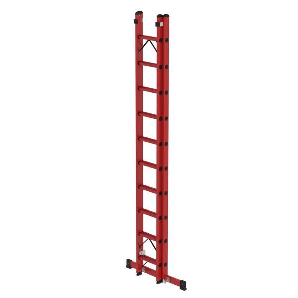 Günzburger Steigtechnik Sprossen-Schiebeleiter 2-teilig GFK mit Traverse 2x10 Sprossen