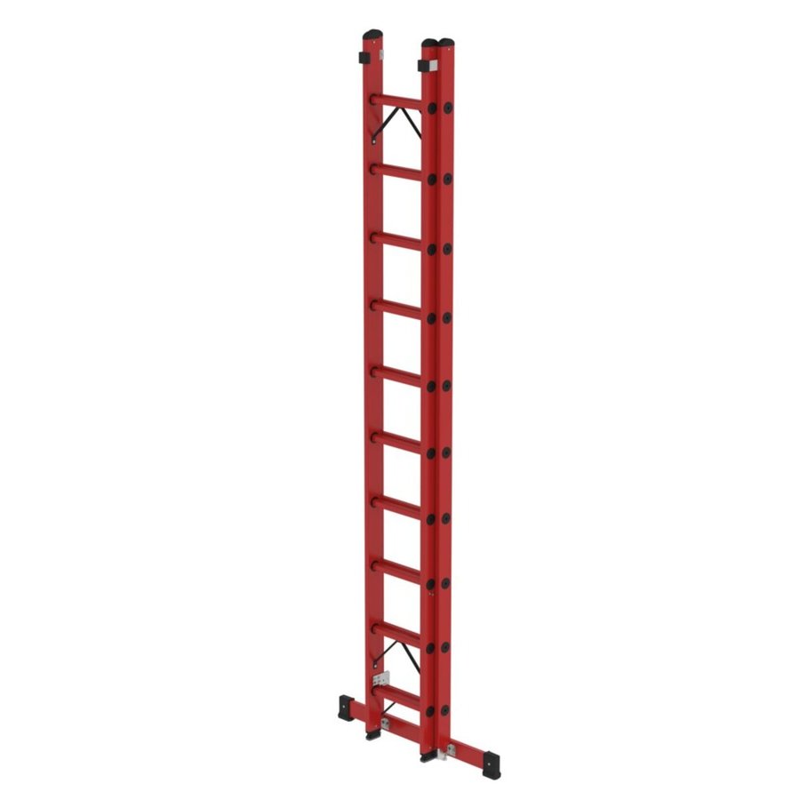 Günzburger Steigtechnik Sprossen-Schiebeleiter 2-teilig GFK mit Traverse 2x10 Sprossen