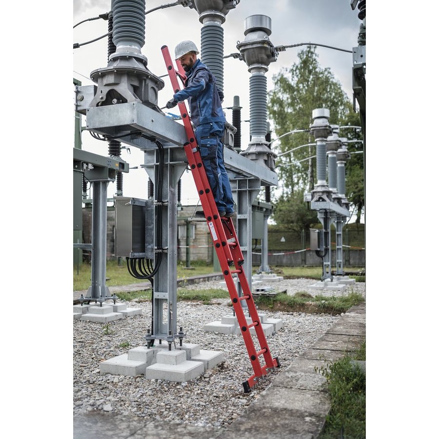 Günzburger Steigtechnik Sprossen-Schiebeleiter 2-teilig GFK mit Traverse 2x12 Sprossen