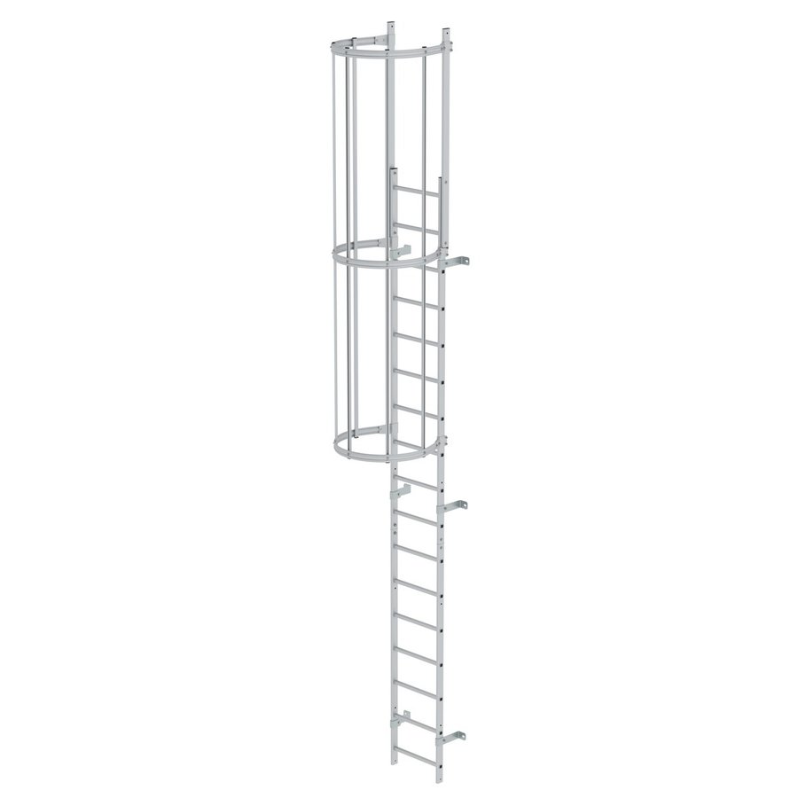 Günzburger Steigtechnik Einzügige Steigleiter mit Rückenschutz (Notleiter) Aluminium eloxiert 5,96m