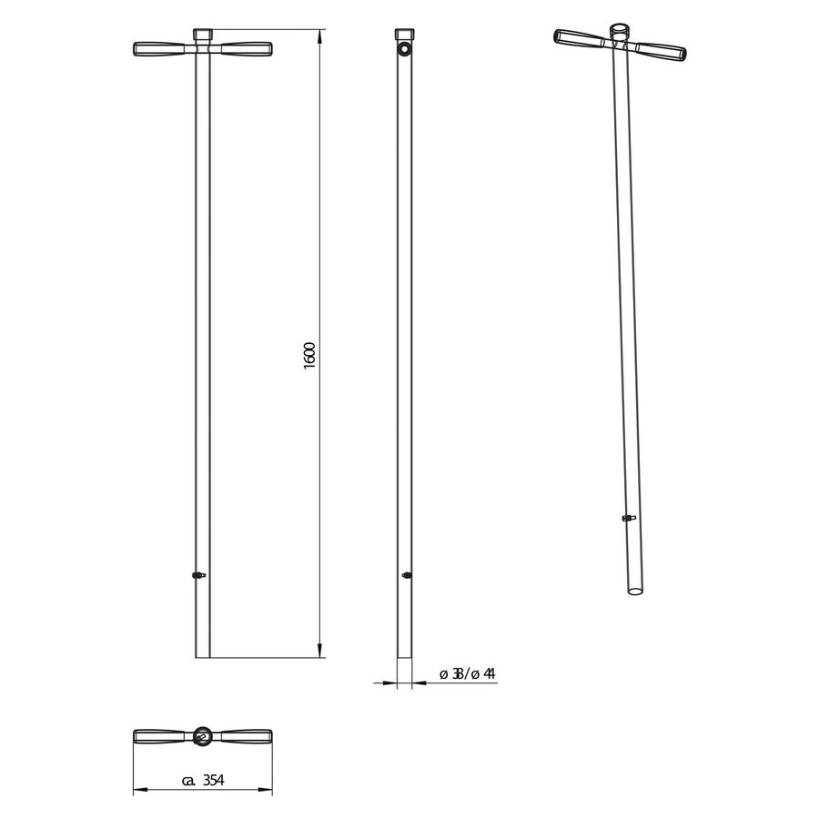 Hailo Professional Haltestange Ø38 für Hülse 44 x 44 1.4301