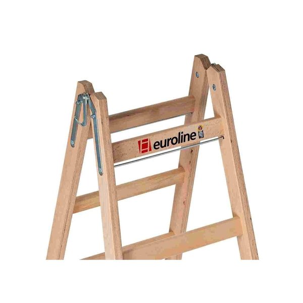 Euroline Holz-Sprossenstehleiter Nr. 10501 2x8 mit Eimerhaken