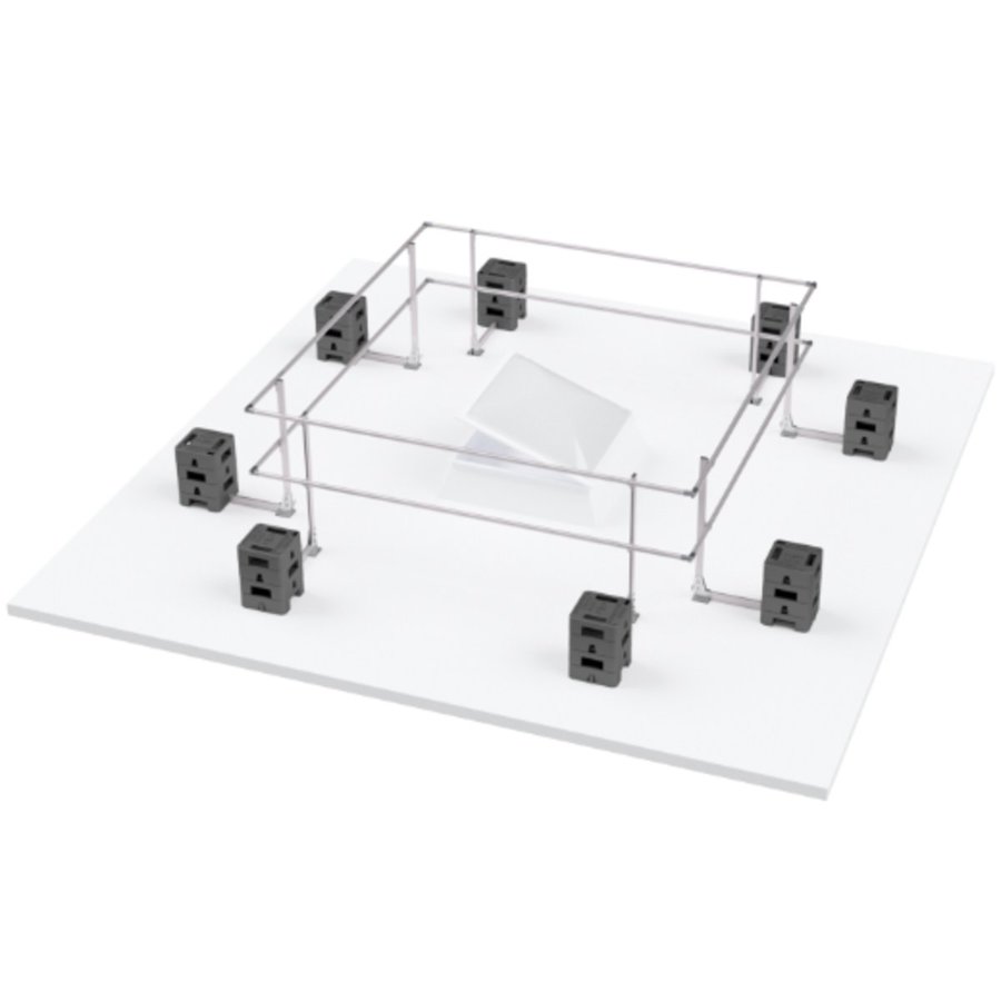 Hymer HYGHTS Geländersystem, Lichtkuppelumwehrung ohne Durchgangssperre EN 13374 A, 3x3 Meter