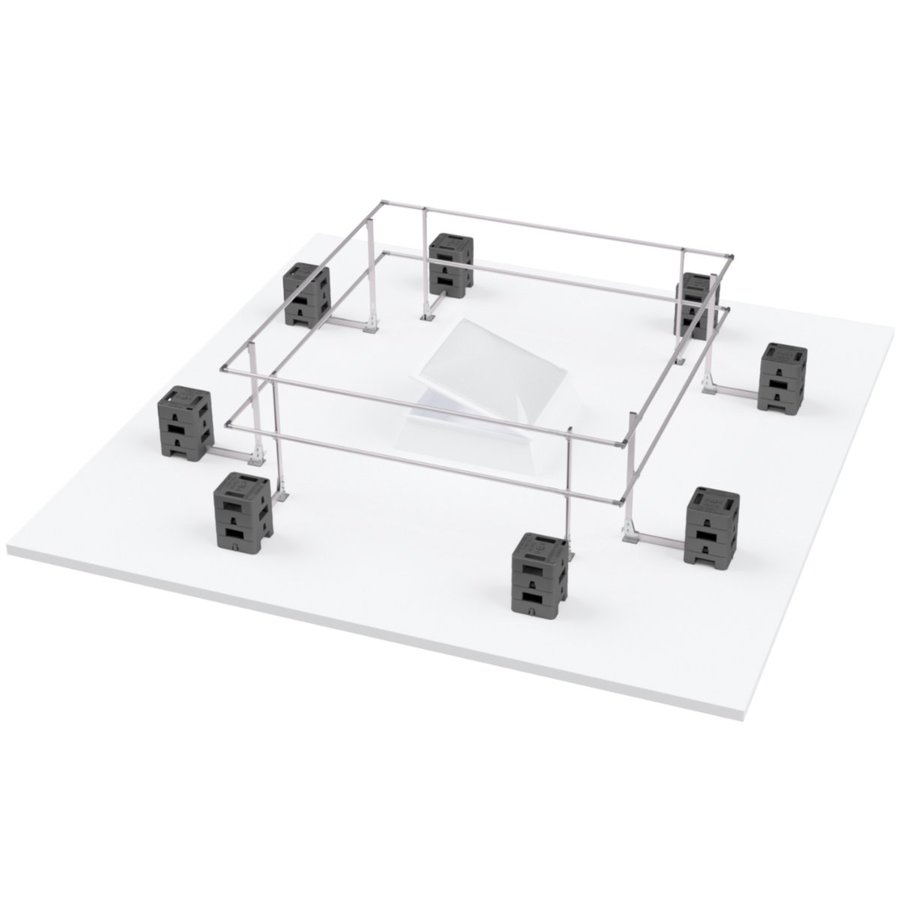 Hymer HYGHTS Geländersystem, Lichtkuppelumwehrung ohne Durchgangssperre EN 13374 A, 3x3 Meter