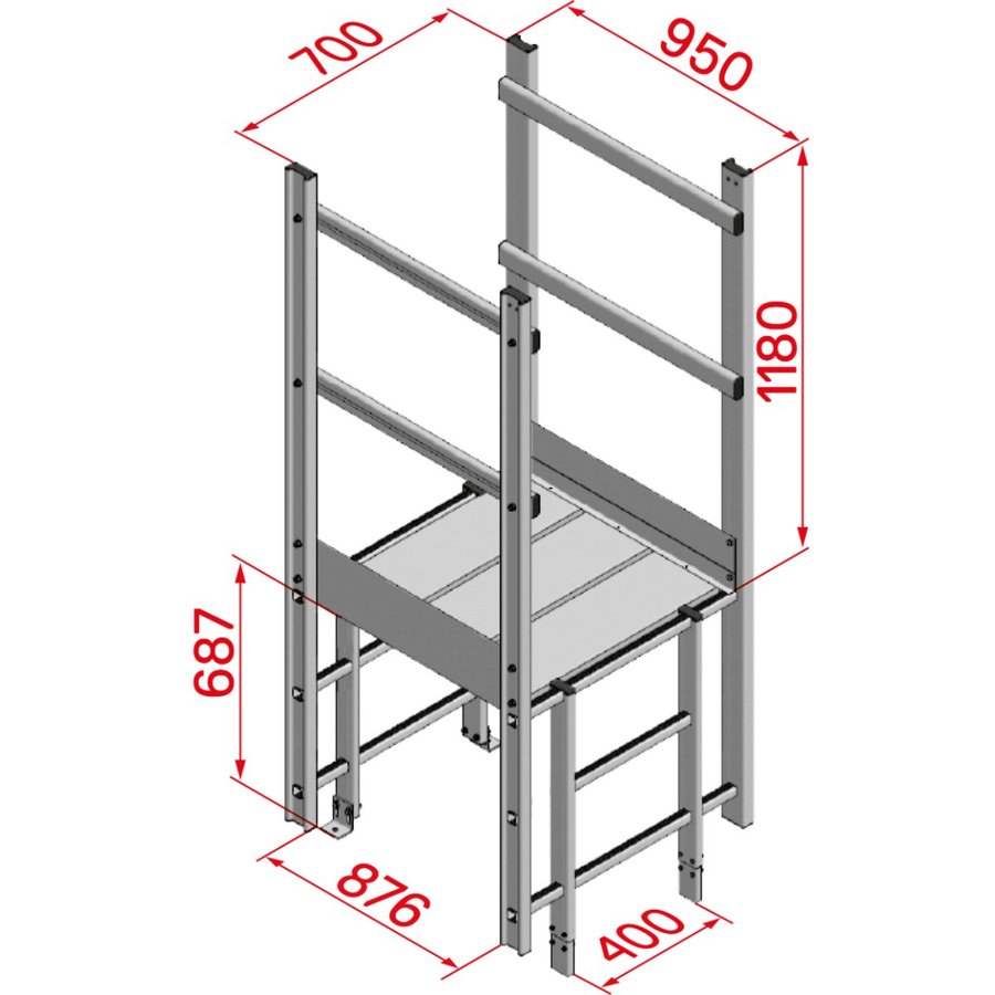 Hymer Ausstieg breit mit Übergang, Länge 950 mm, Alu