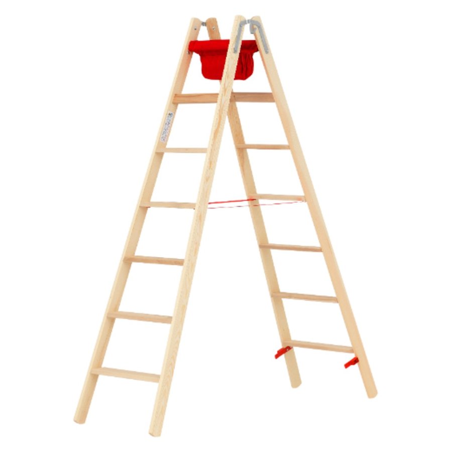 Hymer Holz-Stufenstehleiter, beidseitig begehbar 2x7