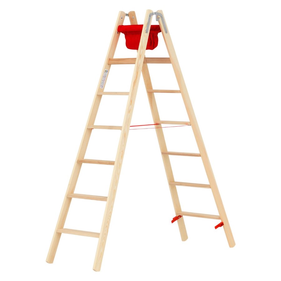 Hymer Holz-Stufenstehleiter, beidseitig begehbar 2x7