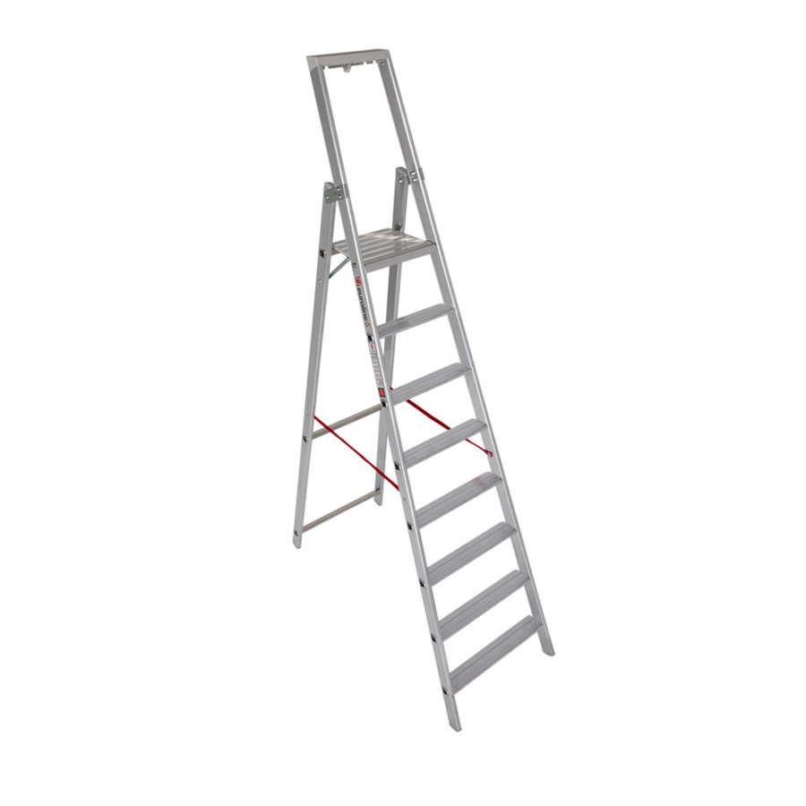 Euroline Alu-Stufenstehleiter mit Sicherheitsbrücke Nr. 22577 1x8