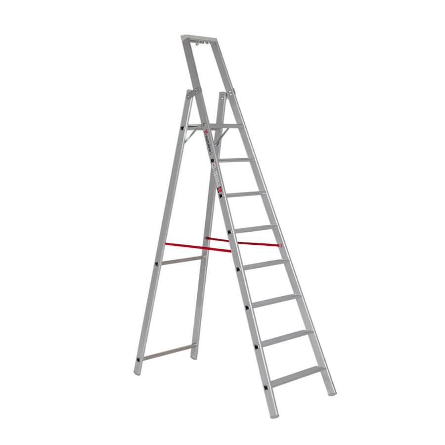 Euroline Alu-Stufenstehleiter mit Sicherheitsbrücke Nr. 22577 1x8