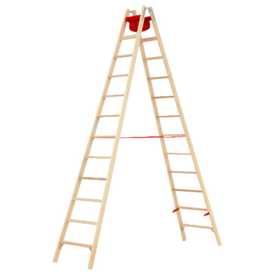 Hymer Holz-Stufenstehleiter, beidseitig begehbar 2x12