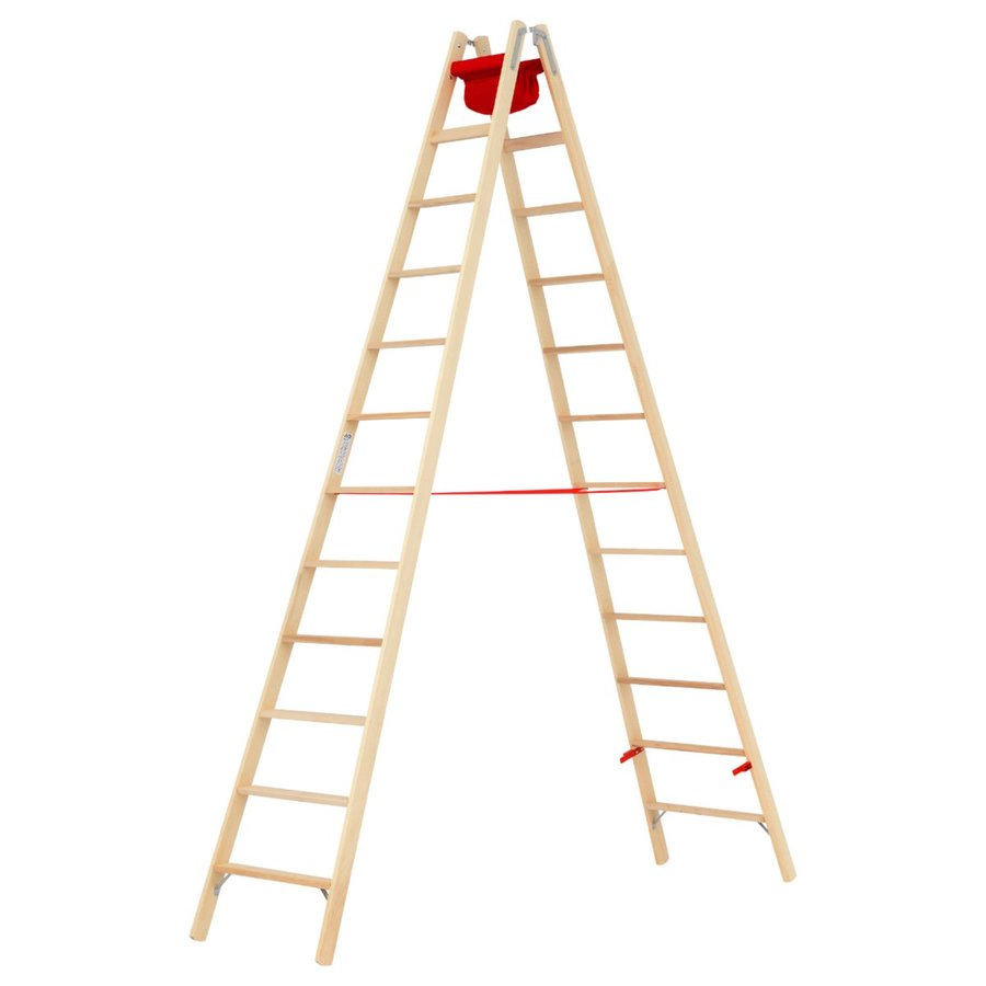 Hymer Holz-Stufenstehleiter, beidseitig begehbar 2x12