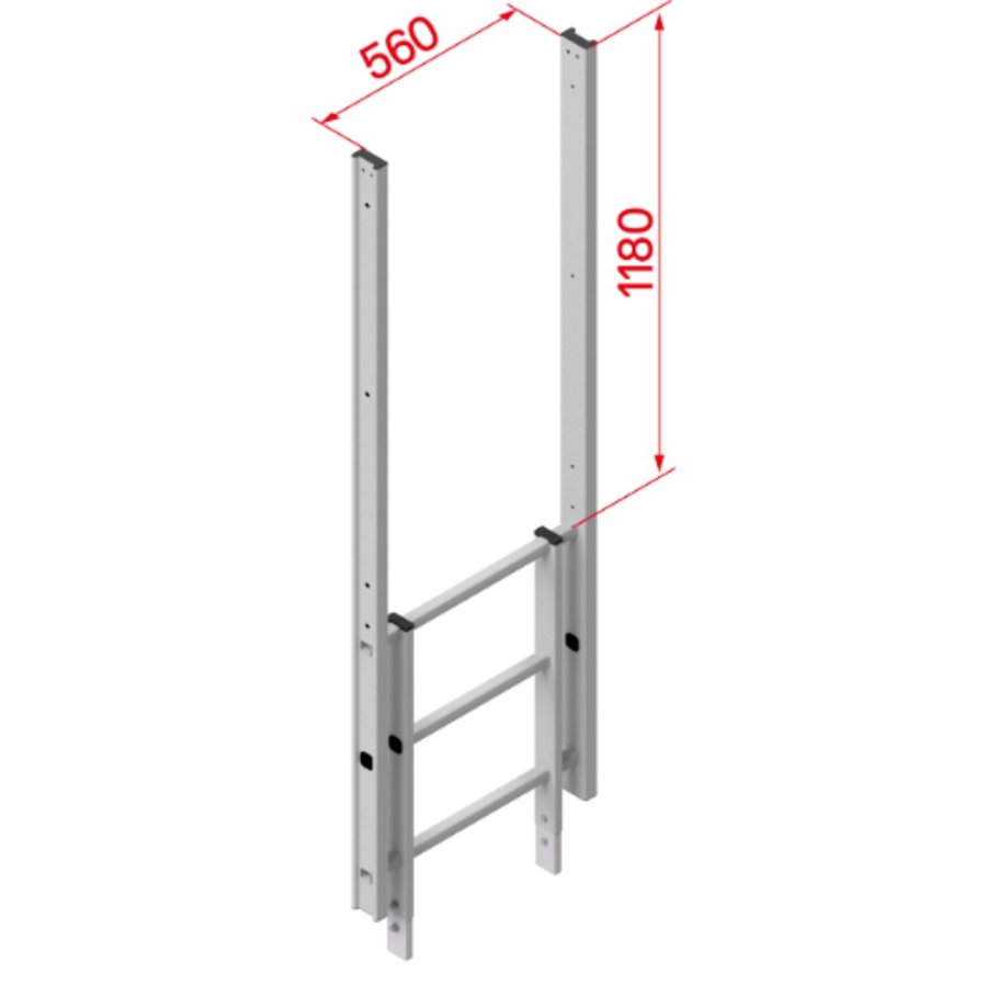 Hymer Ausstieg gerade, Breite 560 mm, Alu
