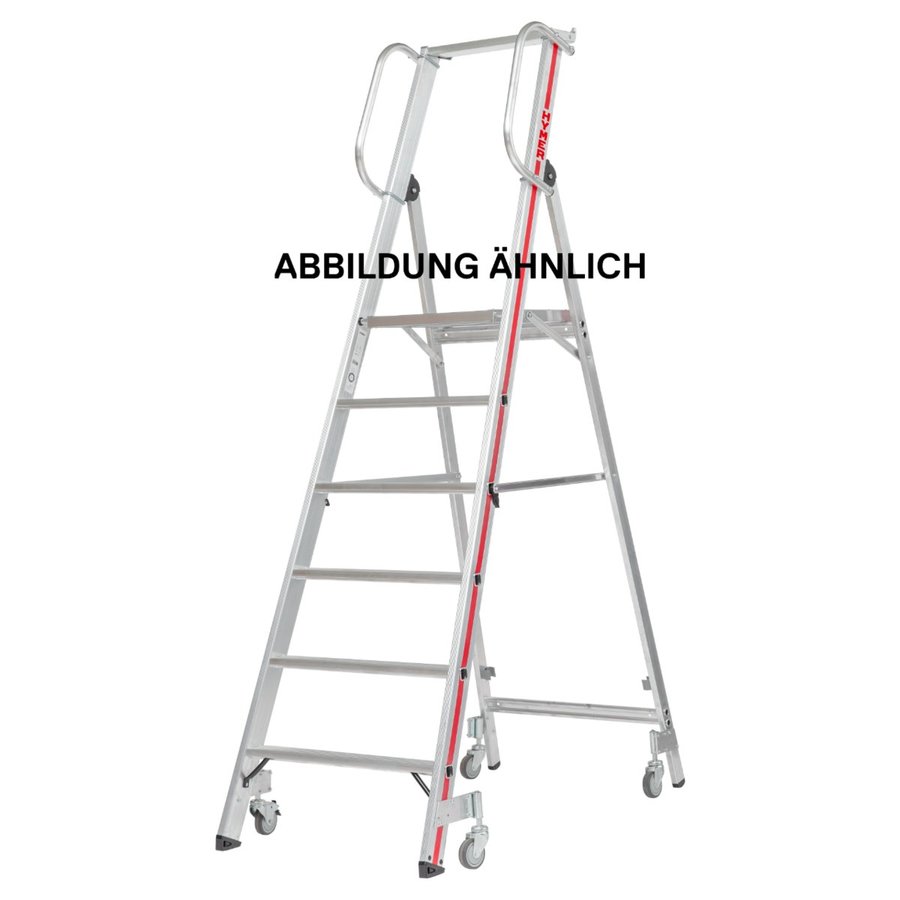 Hymer Plattformleiter mit Handlauf und Rollen 4 Stufen