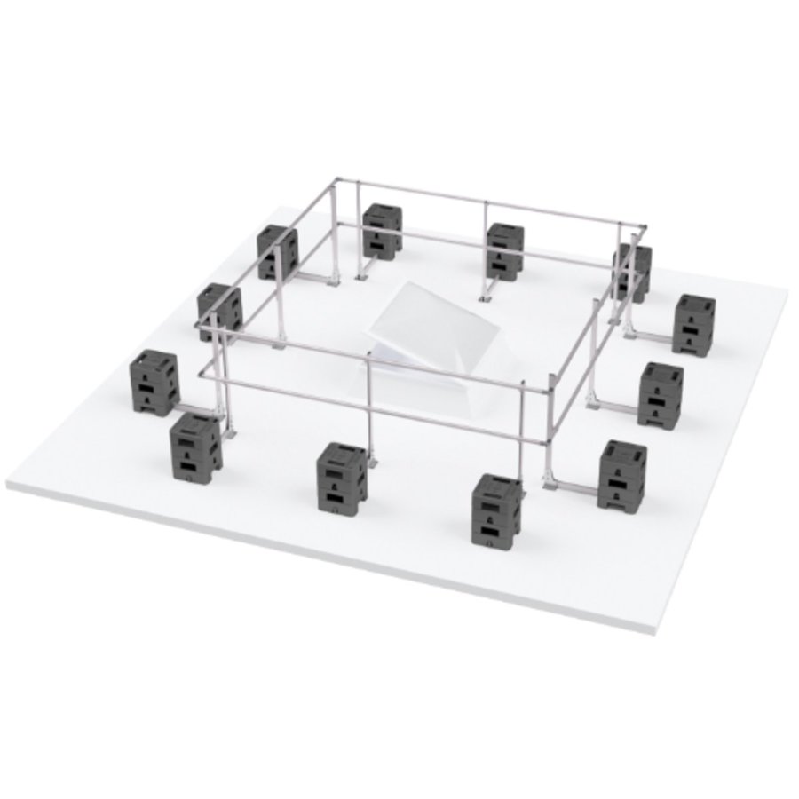 Hymer HYGHTS Geländersystem, Lichtkuppelumwehrung ohne Durchgangssperre ISO 14122-3 & NF E85-015, 3x3 Meter
