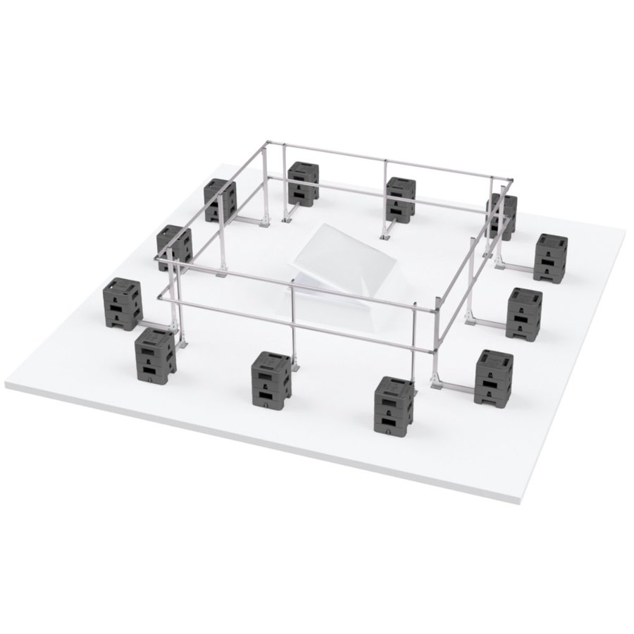 Hymer HYGHTS Geländersystem, Lichtkuppelumwehrung ohne Durchgangssperre ISO 14122-3 & NF E85-015, 3x3 Meter