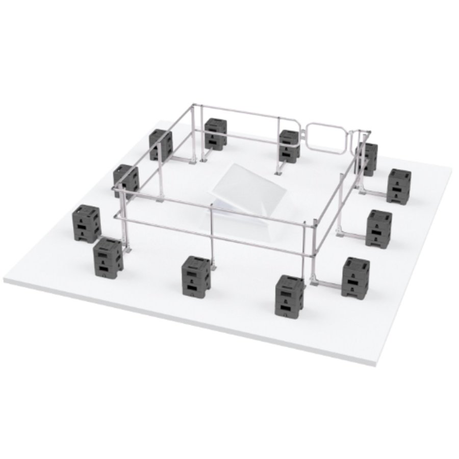 Hymer HYGHTS Geländersystem, Lichtkuppelumwehrung inkl. Durchgangssperre ISO 14122-3 & NF E85-015, 3x3 Meter
