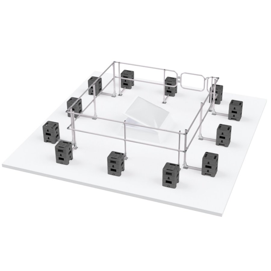 Hymer HYGHTS Geländersystem, Lichtkuppelumwehrung inkl. Durchgangssperre ISO 14122-3 & NF E85-015, 3x3 Meter