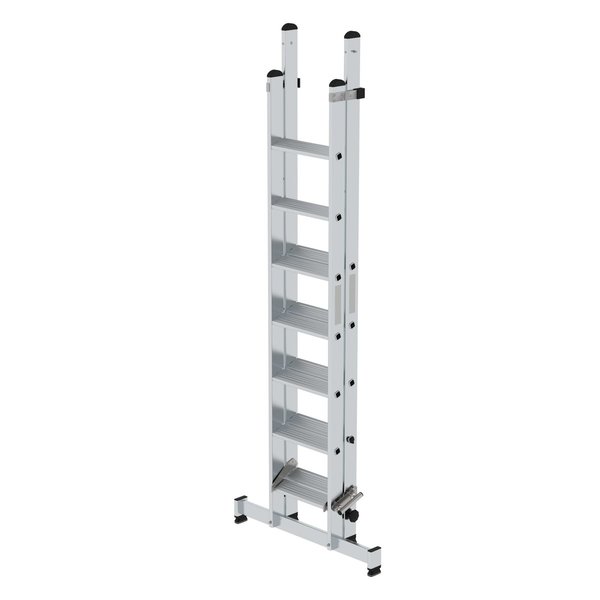 Günzburger Steigtechnik Stufen-Schiebeleiter 2-teilig mit nivello®-Traverse 1x7 + 1x5 Stufen
