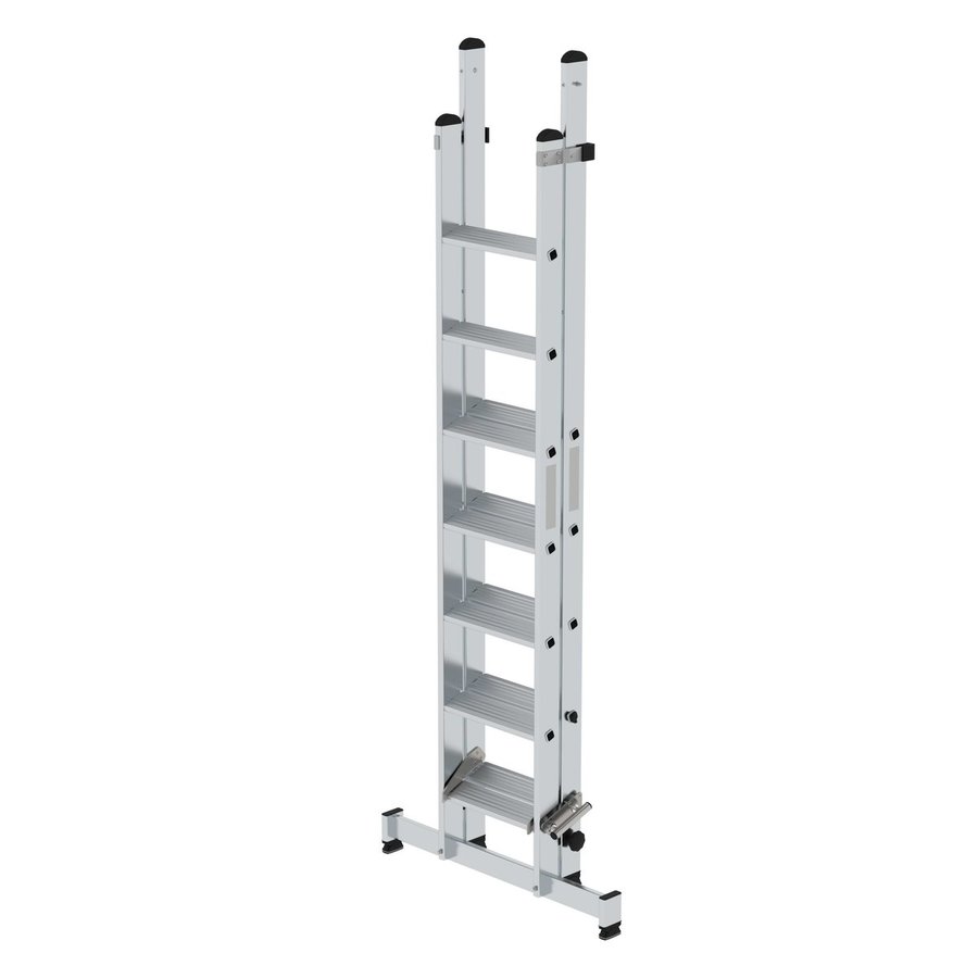 Günzburger Steigtechnik Stufen-Schiebeleiter 2-teilig mit nivello®-Traverse 1x7 + 1x5 Stufen