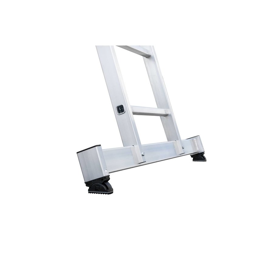 Günzburger Steigtechnik Stufen-Schiebeleiter 2-teilig mit nivello®-Traverse 1x7 + 1x5 Stufen