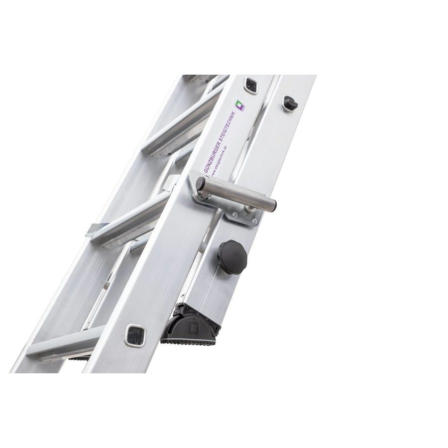 Günzburger Steigtechnik Stufen-Schiebeleiter 2-teilig mit nivello®-Traverse 1x7 + 1x5 Stufen