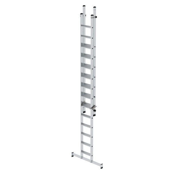 Günzburger Steigtechnik Stufen-Schiebeleiter 2-teilig mit nivello®-Traverse 1x14 + 1x7 Stufen