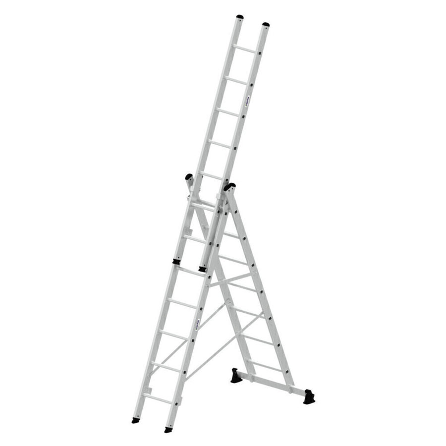 Günzburger Steigtechnik Mehrzweckleiter 3-teilig mit nivello®-Traverse 3x7 Sprossen
