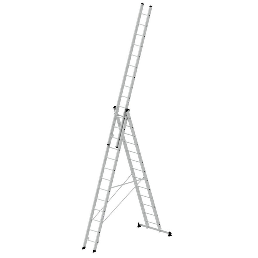 Günzburger Steigtechnik Mehrzweckleiter 3-teilig mit nivello®-Traverse 3x13 Sprossen