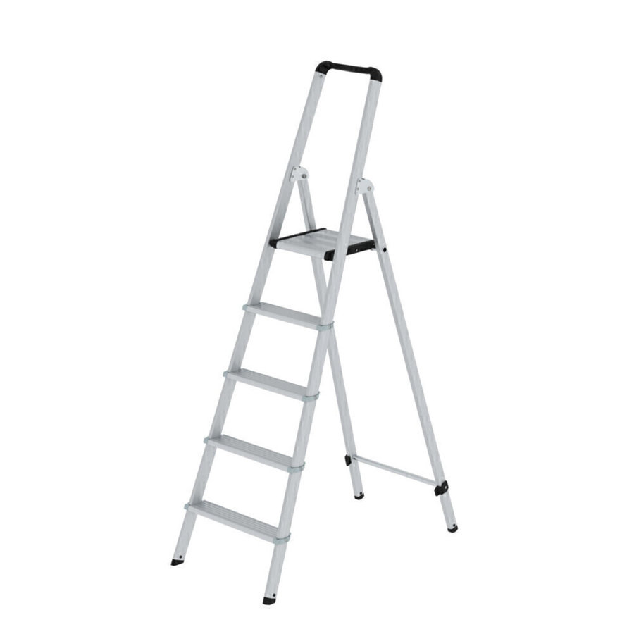 Günzburger Steigtechnik ML Stufen-Stehleiter einseitig begehbar Aluminium eloxiert 5 Stufen