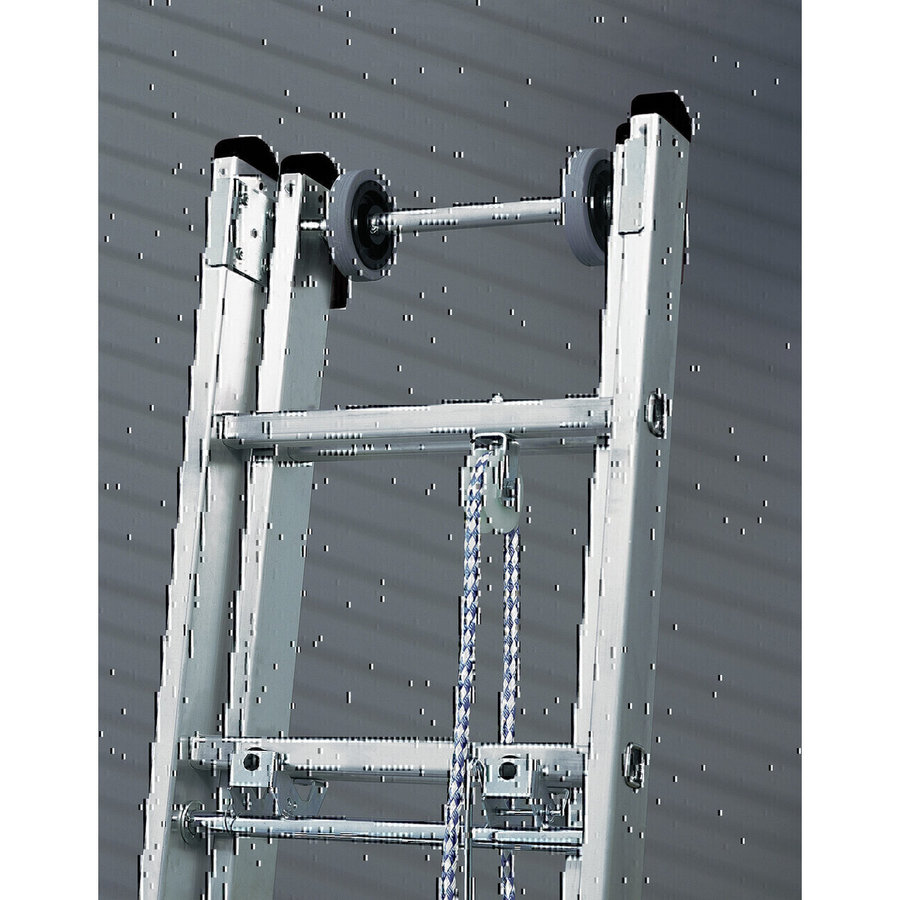 Günzburger Steigtechnik Sprossen-Seilzugleiter 2-teilig mit nivello®-Traverse 2x18 Sprossen