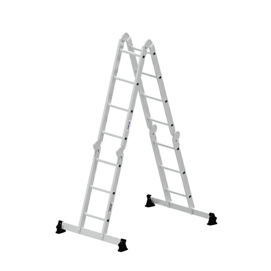 Günzburger Steigtechnik Vielzweckleiter 4-teilig mit nivello®-Traverse 2x3 + 2x4 Sprossen