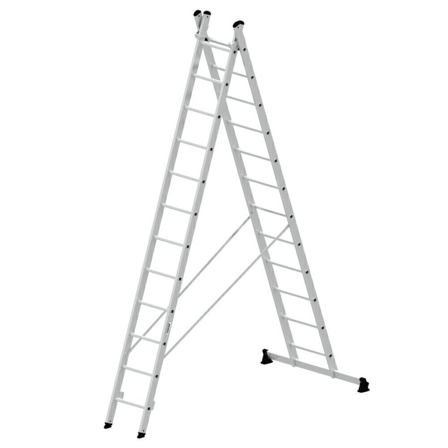 Günzburger Steigtechnik Mehrzweckleiter 2-teilig mit nivello®-Traverse 2x12 Sprossen