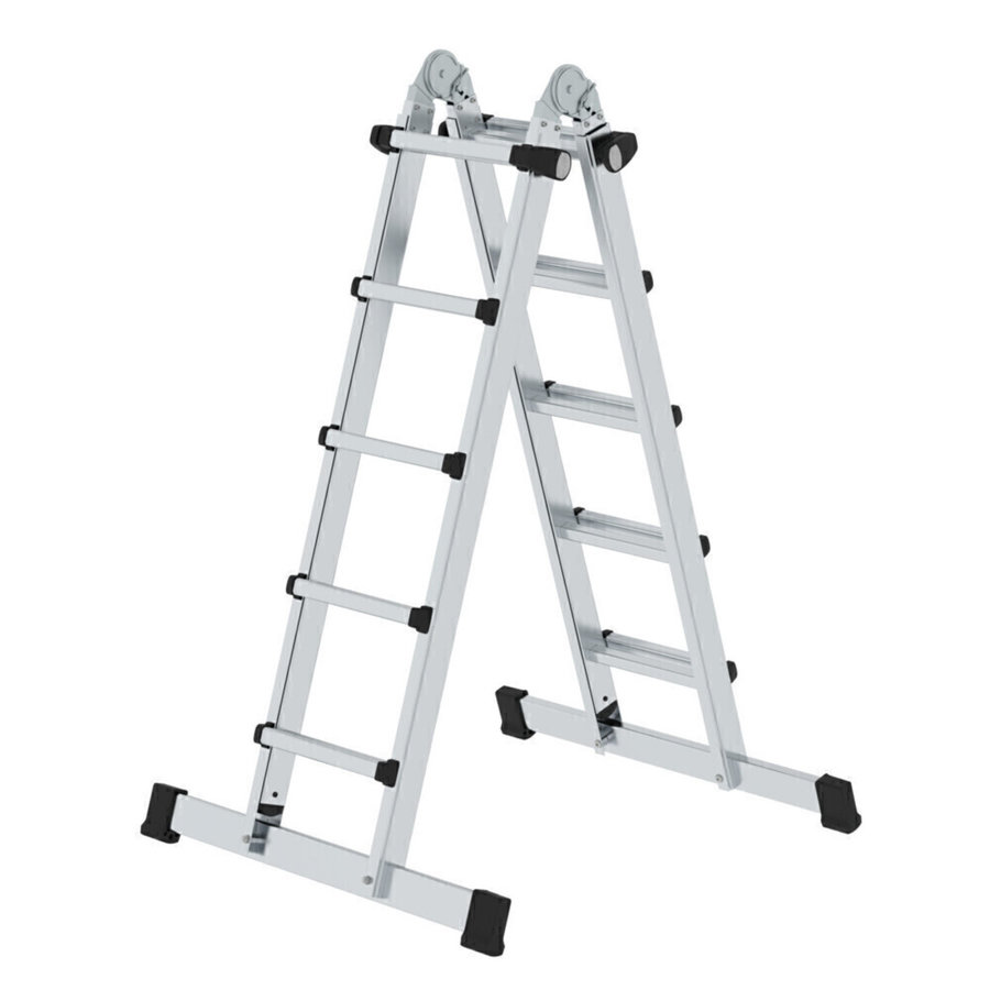 Günzburger Steigtechnik Teleskopleiter 4-teilig mit Traverse 4x5 Sprossen