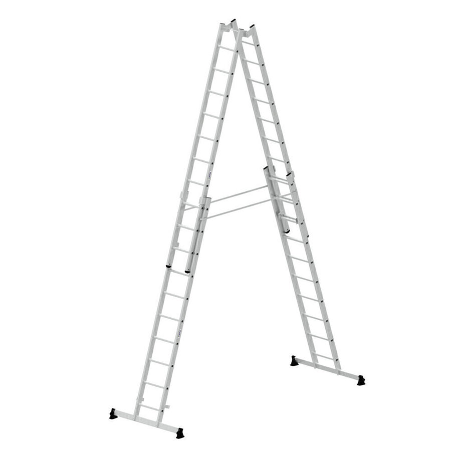 Günzburger Steigtechnik Sprossen-Stehleiter 4-teilig mit nivello®-Traverse 4x10 Sprossen