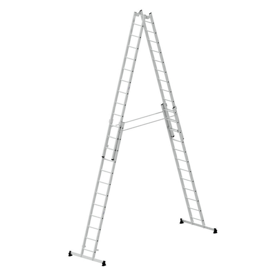 Günzburger Steigtechnik Sprossen-Stehleiter 4-teilig mit nivello®-Traverse 4x12 Sprossen