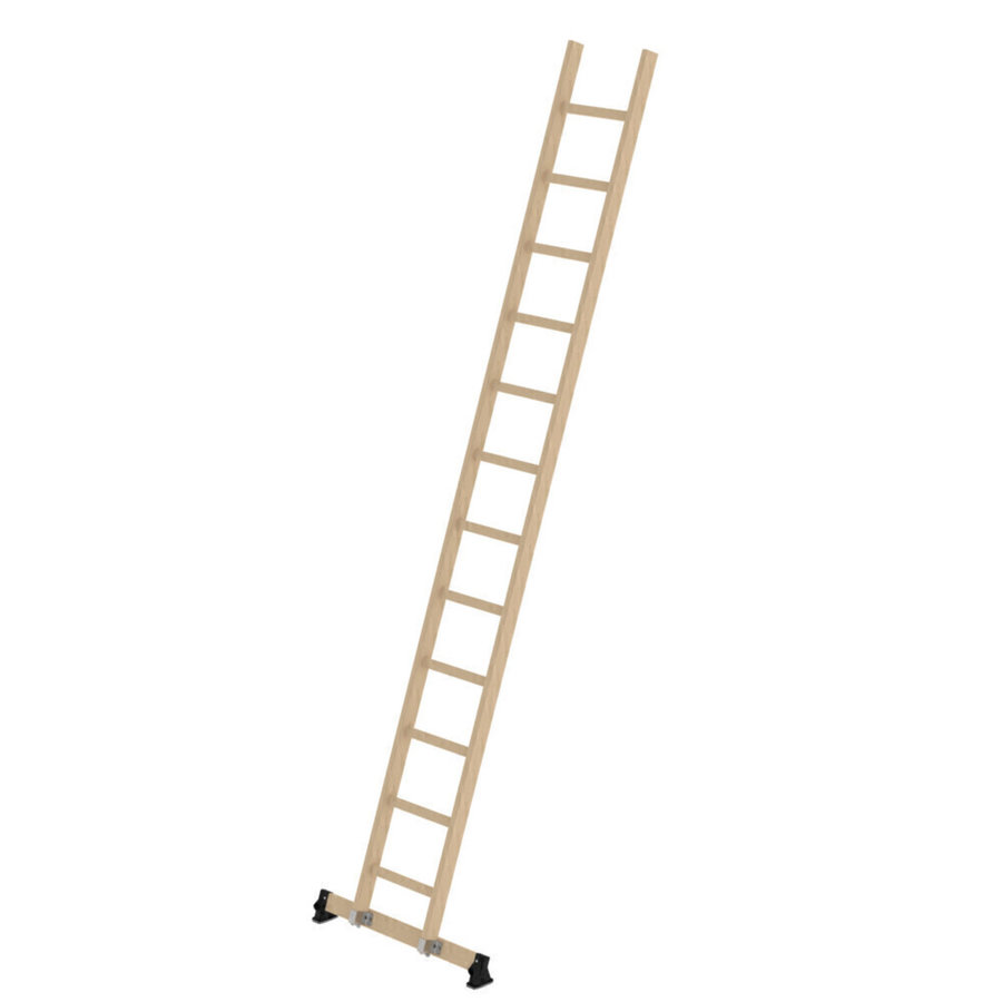 Günzburger Steigtechnik Sprossen-Anlegeleiter Holz nivello®-Traverse 12 Sprossen