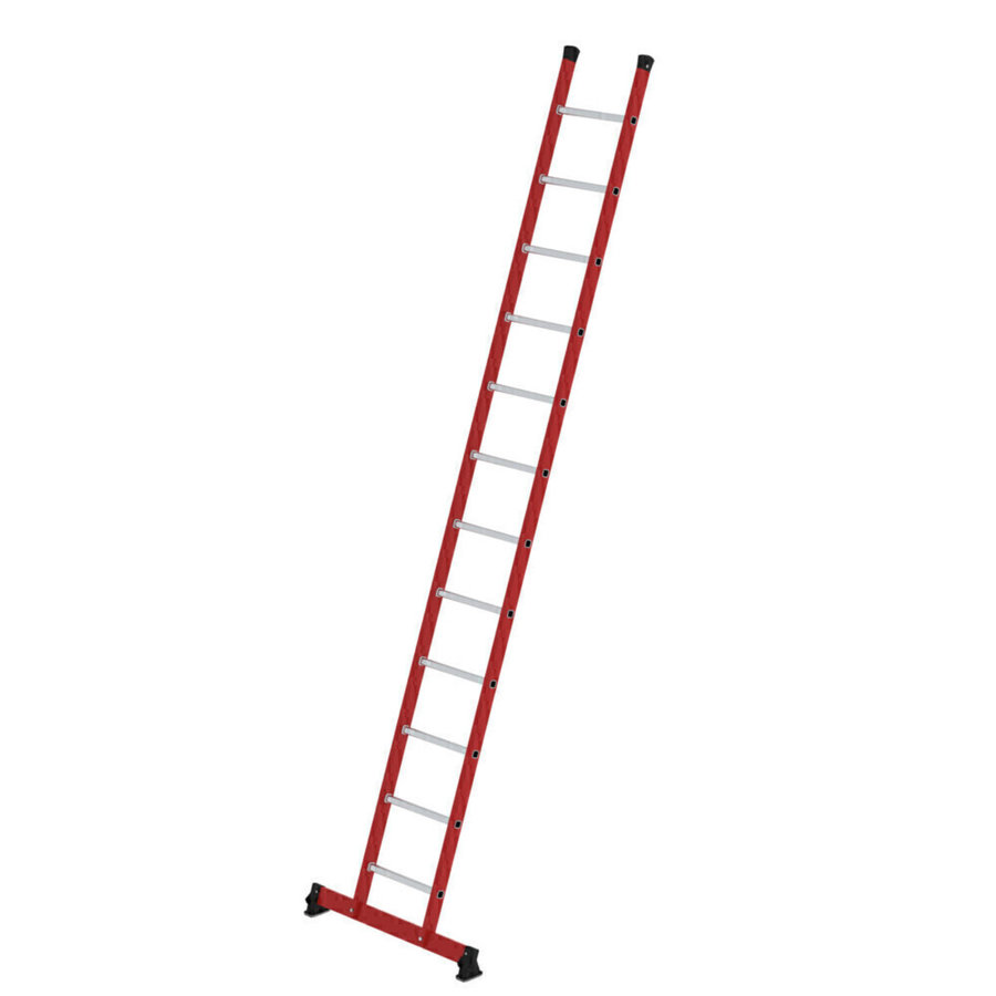 Günzburger Steigtechnik Sprossen-Anlegeleiter GFK/Alu mit nivello®-Traverse 12 Sprossen