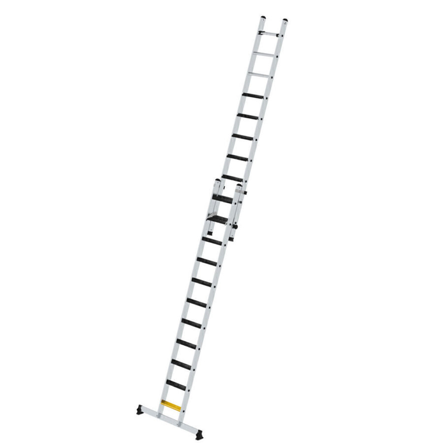 Günzburger Steigtechnik Stufen-Schiebeleiter 2-teilig mit nivello-Traverse und clip-step R13 1x11 + 1x10