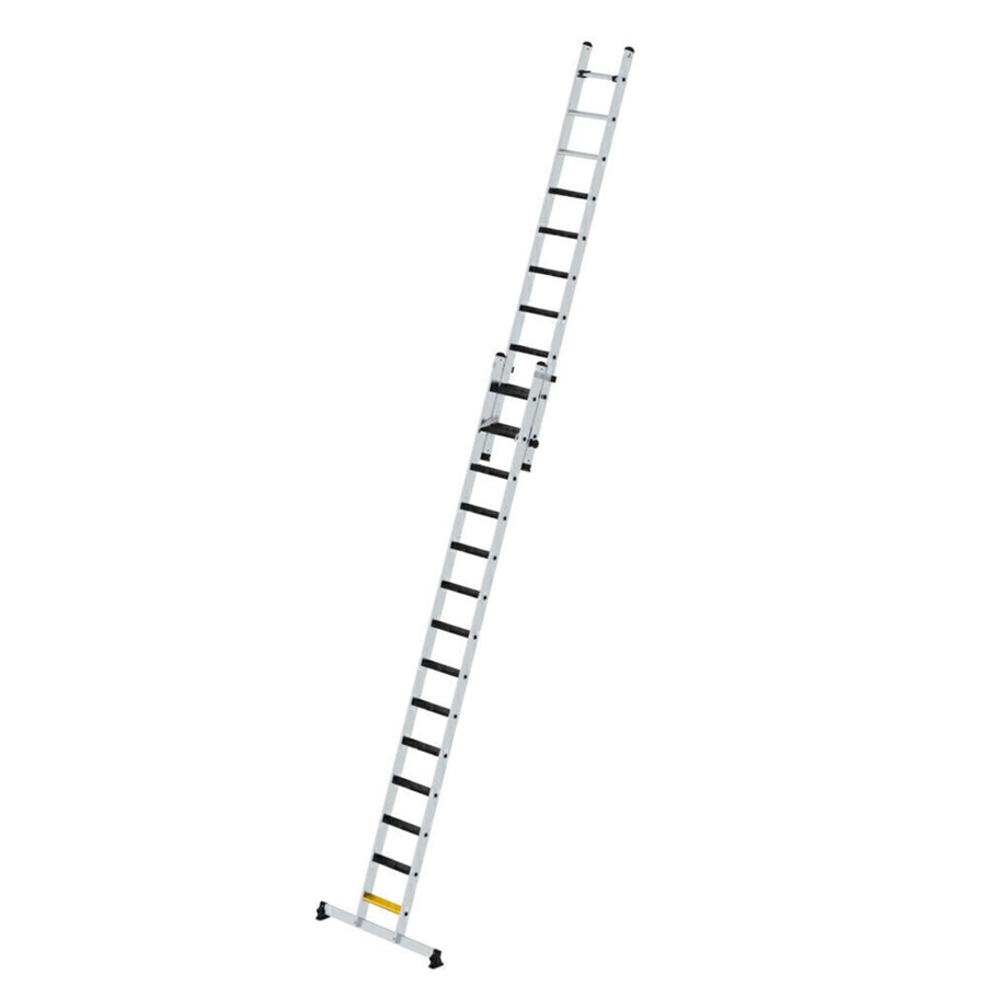 Günzburger Steigtechnik Stufen-Schiebeleiter 2-teilig mit nivello-Traverse und clip-step R13 1x14 + 1x10