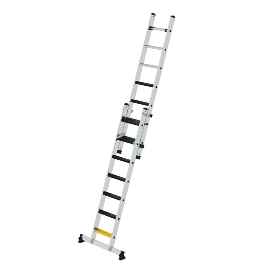Günzburger Steigtechnik Stufen-Schiebeleiter 2-teilig mit nivello-Traverse und clip-step R13 2x7