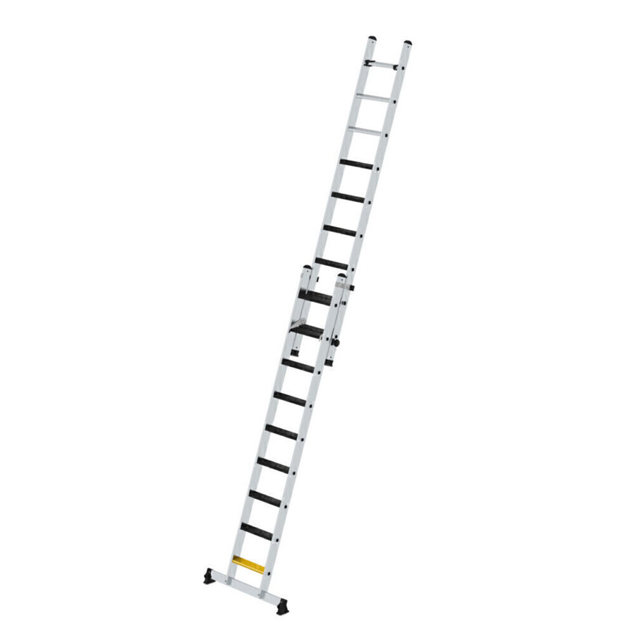 Günzburger Steigtechnik Stufen-Schiebeleiter 2-teilig mit nivello-Traverse und clip-step R13 2x9