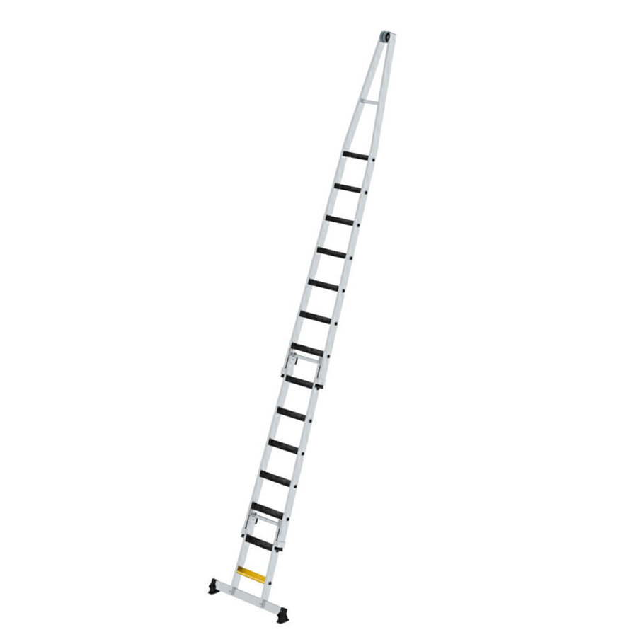 Günzburger Steigtechnik Stufen-Glasreinigerleiter-Satz mit nivello®-Traverse und clip-step R13 Kombi mit 2 Unterteilen