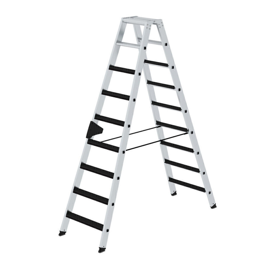 Günzburger Steigtechnik Stufen-Stehleiter beidseitig begehbar mit clip-step 2x9 Stufen
