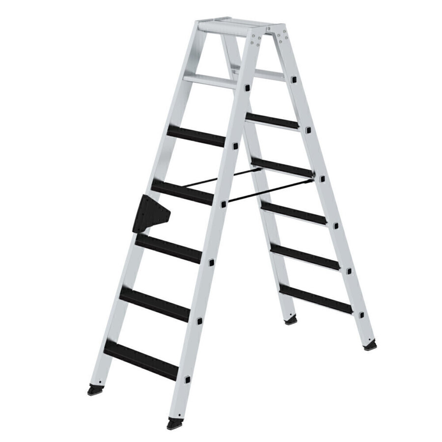 Günzburger Steigtechnik Stufen-Stehleiter beidseitig begehbar mit clip-step 2x7 Stufen