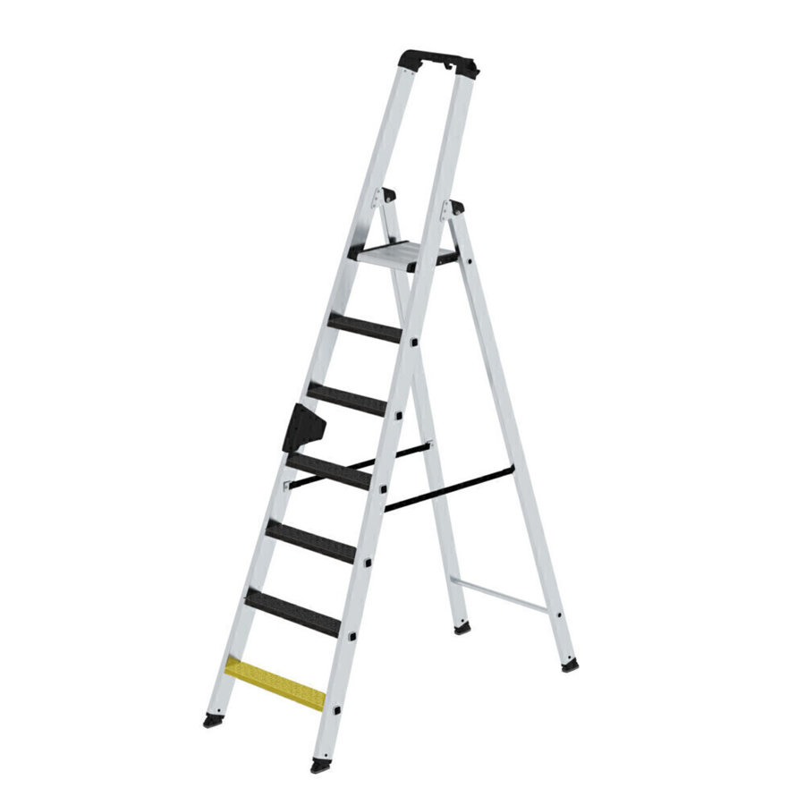 Günzburger Steigtechnik Stufen-Stehleiter einseitig begehbar mit clip-step R13 7 Stufen