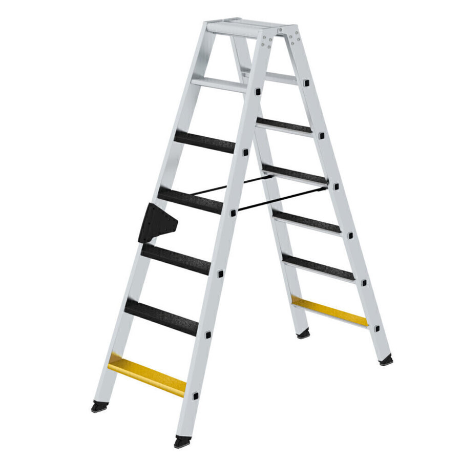 Günzburger Steigtechnik Stufen-Stehleiter beidseitig begehbar mit clip-step R13 2x7 Stufen