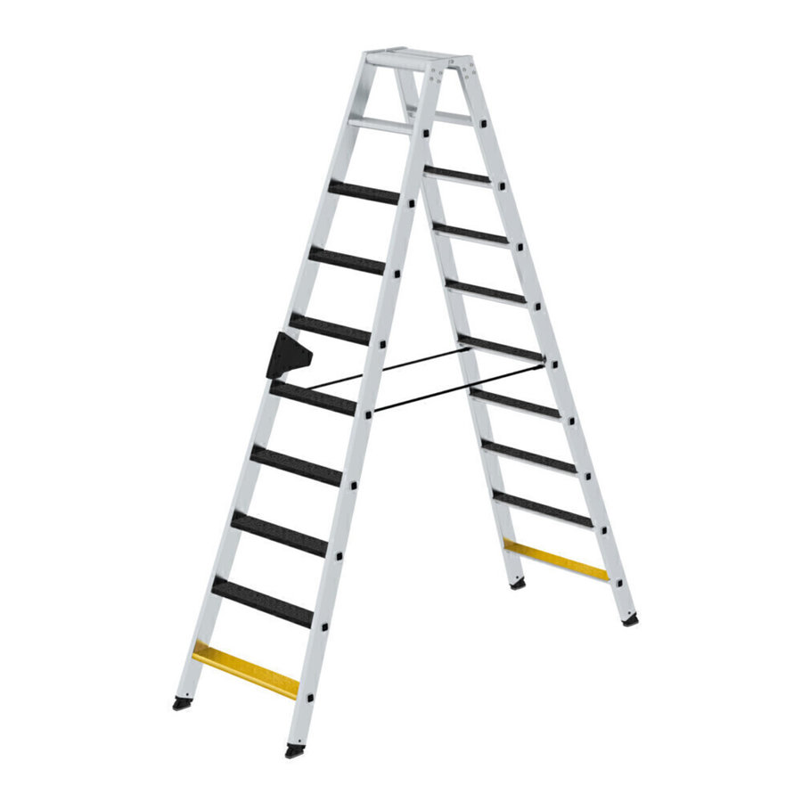 Günzburger Steigtechnik Stufen-Stehleiter beidseitig begehbar mit clip-step R13 2x10 Stufen
