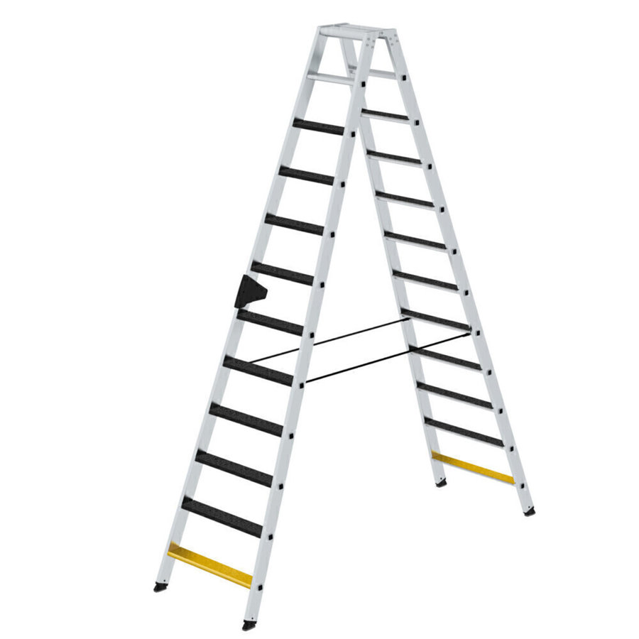 Günzburger Steigtechnik Stufen-Stehleiter beidseitig begehbar mit clip-step R13 2x12 Stufen