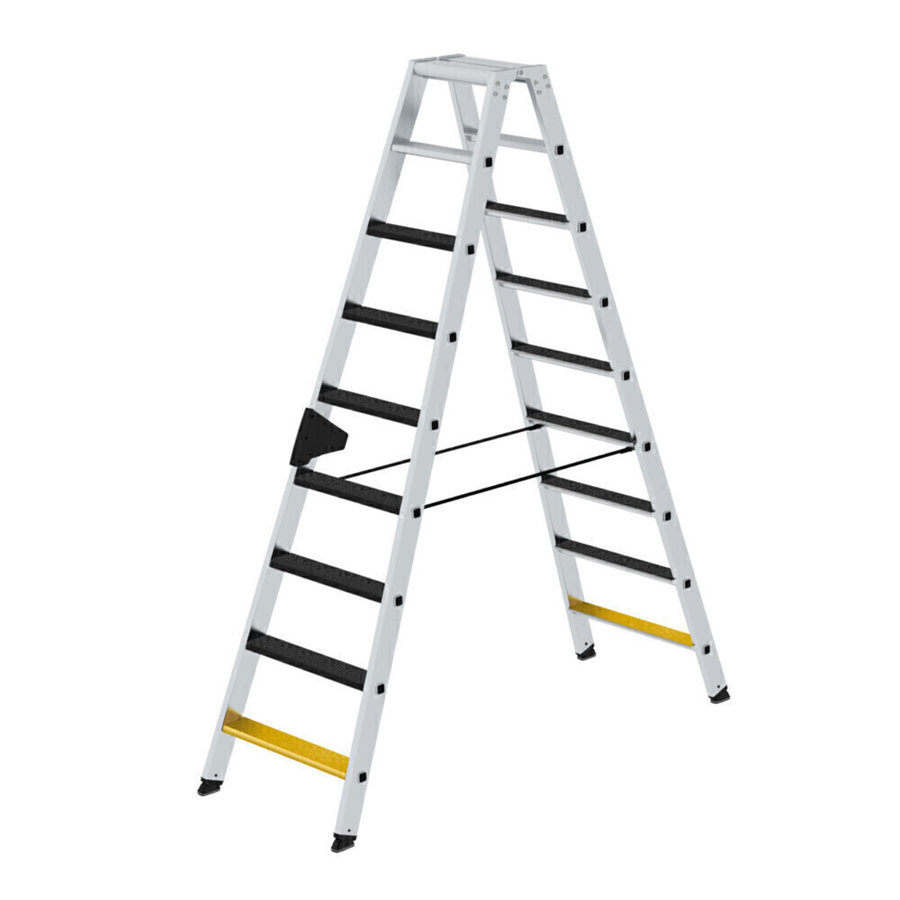 Günzburger Steigtechnik Stufen-Stehleiter beidseitig begehbar mit clip-step R13 2x9 Stufen